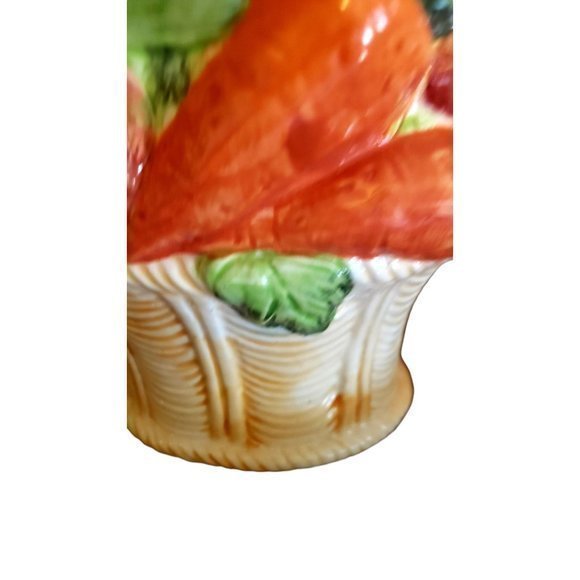 World‎ Bazar Vegetable Basket Ceramic Teapot Vintage 6in - Picture 3 of 12